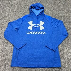 Under Armour Sweatshirt Mens XL Blue Long Sleeve Hooded Loose Cold Gear Casual